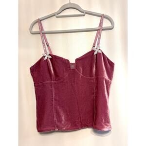 Reformation Velvet Top Pink/Sugar Plum Rhinestone Straps Sz 12 Valentine's Day